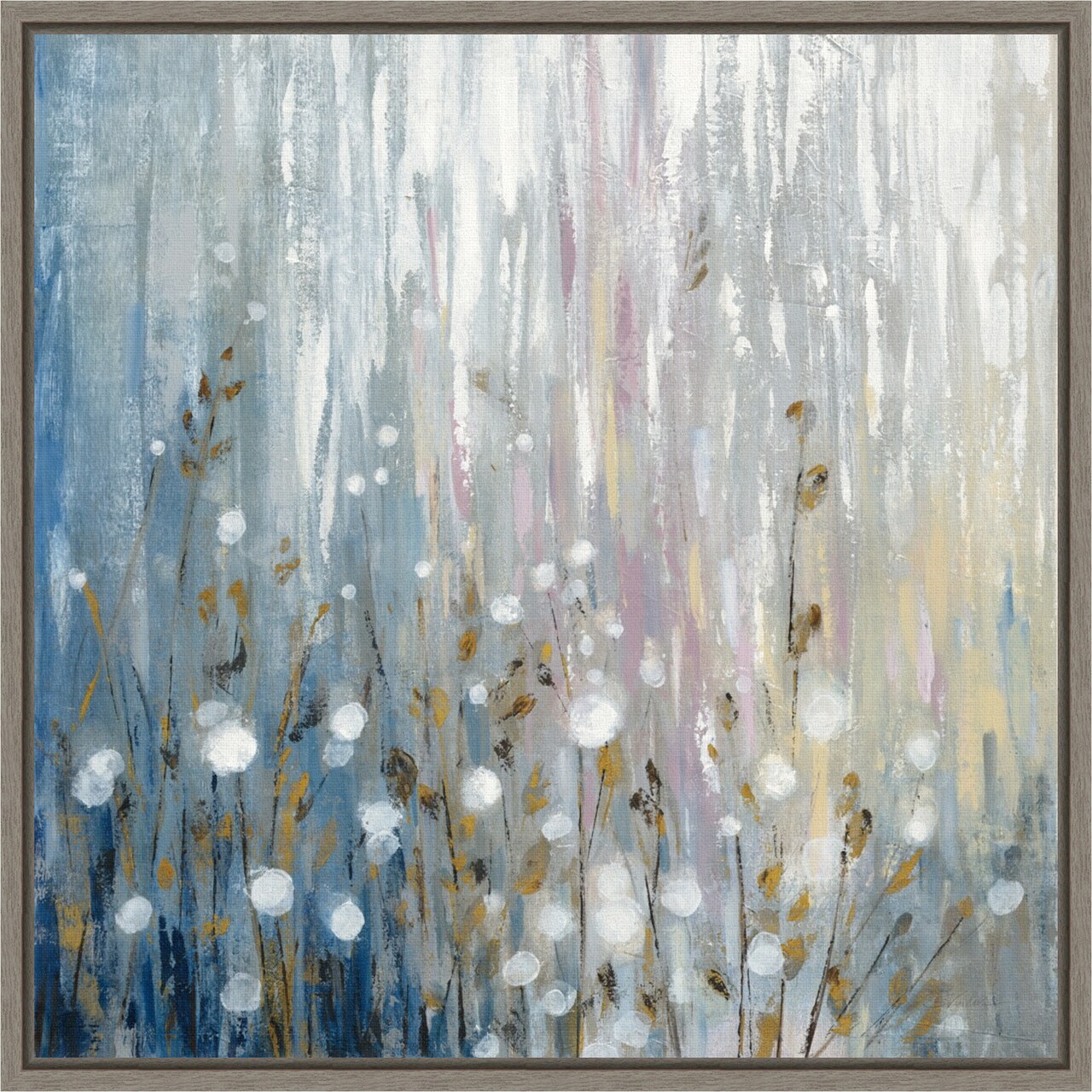 January Branches by Silvia Vassileva 16-in. W x 16-in. H. Canvas Wall Art Print Framed in Grey
